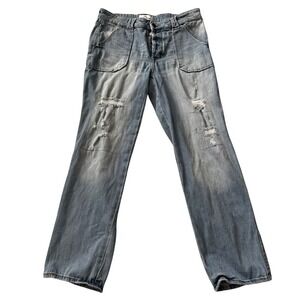 Jordache Distressed Boyfriend Jeans Medium Wash Button Fly Size 8